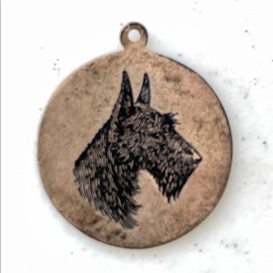 Vintage Round Scottie Dog License Ownership Pendant Sterling